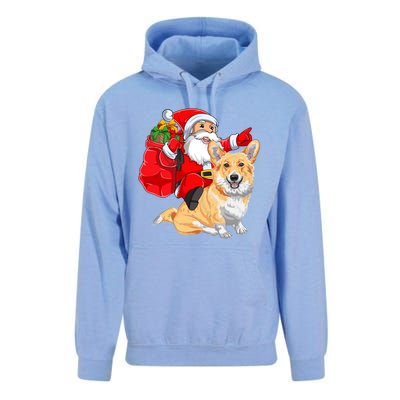 Welsh Corgi Dog Lover Santa Riding Welsh Corgi Christmas Great Gift Unisex Surf Hoodie