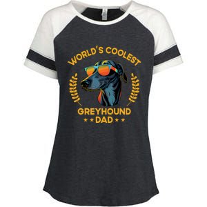 Worlds Coolest Dog Dad Papa Gift Greyhound Meaningful Gift Enza Ladies Jersey Colorblock Tee