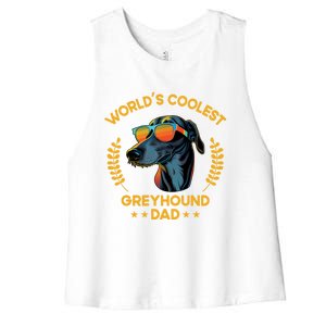 Worlds Coolest Dog Dad Papa Gift Greyhound Meaningful Gift Women's Racerback Cropped Tank