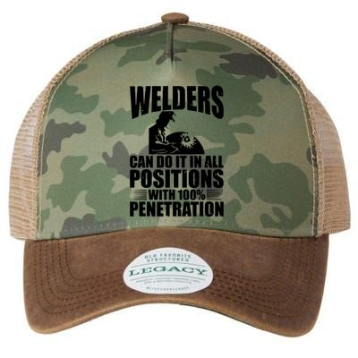 Welders Can Do It In All Positions Funny Welder Legacy Tie Dye Trucker Hat