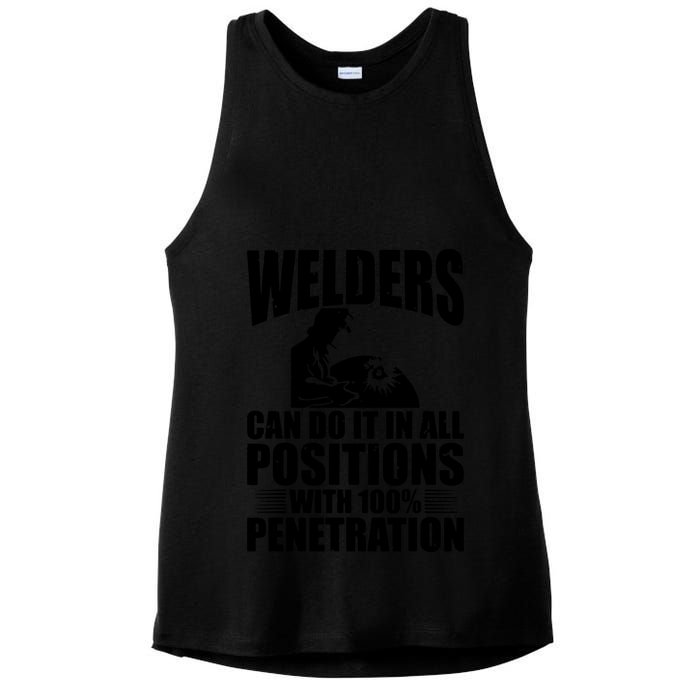 Welders Can Do It In All Positions Funny Welder Ladies PosiCharge Tri-Blend Wicking Tank