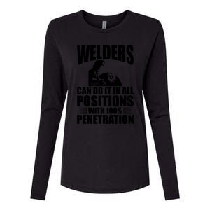 Welders Can Do It In All Positions Funny Welder Womens Cotton Relaxed Long Sleeve T-Shirt