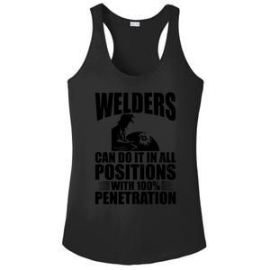 Welders Can Do It In All Positions Funny Welder Ladies PosiCharge Competitor Racerback Tank