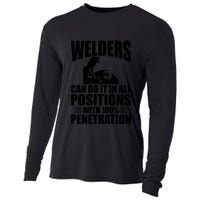 Welders Can Do It In All Positions Funny Welder Cooling Performance Long Sleeve Crew