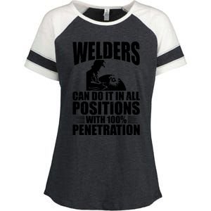 Welders Can Do It In All Positions Funny Welder Enza Ladies Jersey Colorblock Tee