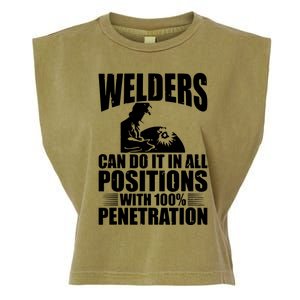 Welders Can Do It In All Positions Funny Welder Garment-Dyed Women's Muscle Tee