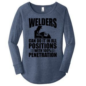 Welders Can Do It In All Positions Funny Welder Women's Perfect Tri Tunic Long Sleeve Shirt