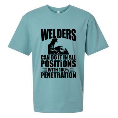 Welders Can Do It In All Positions Funny Welder Sueded Cloud Jersey T-Shirt