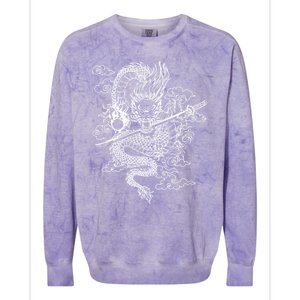 White Chinese Dragon With Black Background Colorblast Crewneck Sweatshirt