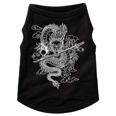 White Chinese Dragon With Black Background Doggie Tank