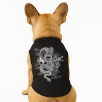White Chinese Dragon With Black Background Doggie Tank