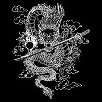 White Chinese Dragon With Black Background Sweatshirt