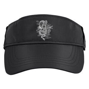 White Chinese Dragon With Black Background Adult Drive Performance Visor