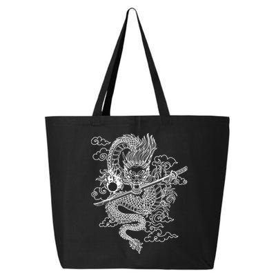 White Chinese Dragon With Black Background 25L Jumbo Tote
