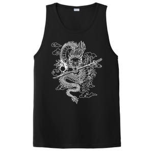 White Chinese Dragon With Black Background PosiCharge Competitor Tank