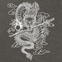 White Chinese Dragon With Black Background Cotton Canvas Backpack