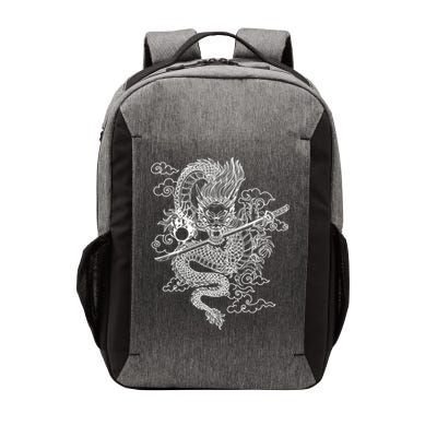 White Chinese Dragon With Black Background Vector Backpack