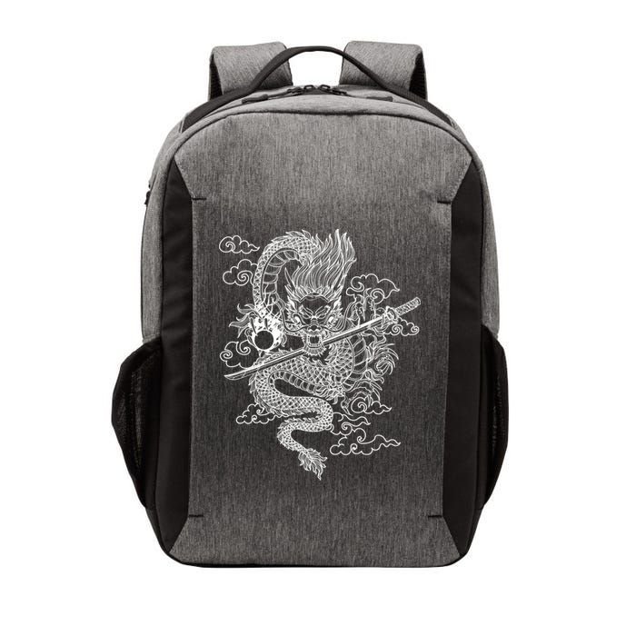 White Chinese Dragon With Black Background Vector Backpack