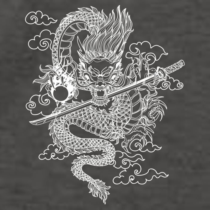 White Chinese Dragon With Black Background Vector Backpack