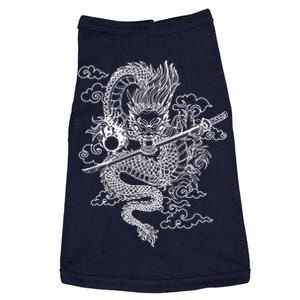 White Chinese Dragon With Black Background Doggie Tank