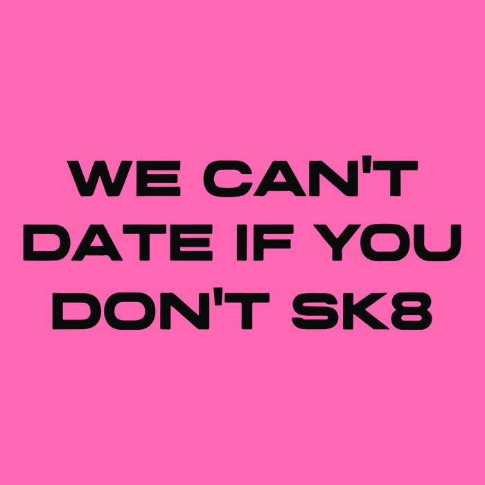 We Cant Date If You Dont Sk8 Stripe Pom Pom Beanie