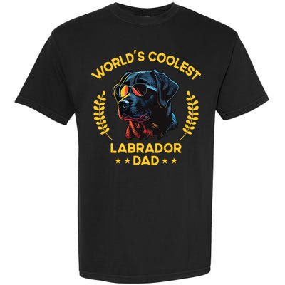 Worlds Coolest Dog Dad Papa Men Black Labrador Garment-Dyed Heavyweight T-Shirt