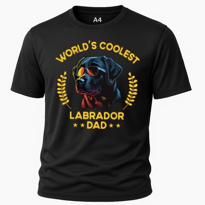 Worlds Coolest Dog Dad Papa Men Black Labrador Performance Shirt