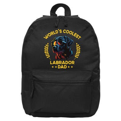 Worlds Coolest Dog Dad Papa Men Black Labrador 16 in Basic Backpack