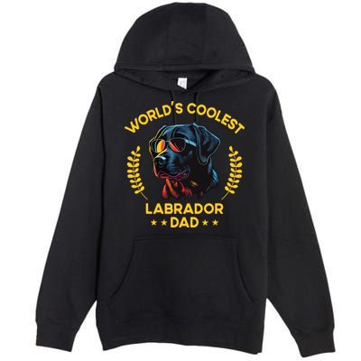 Worlds Coolest Dog Dad Papa Men Black Labrador Premium Pullover Hoodie