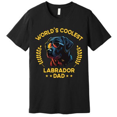 Worlds Coolest Dog Dad Papa Men Black Labrador Premium T-Shirt