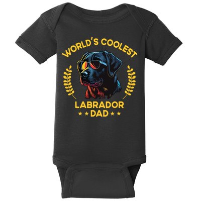 Worlds Coolest Dog Dad Papa Men Black Labrador Baby Bodysuit