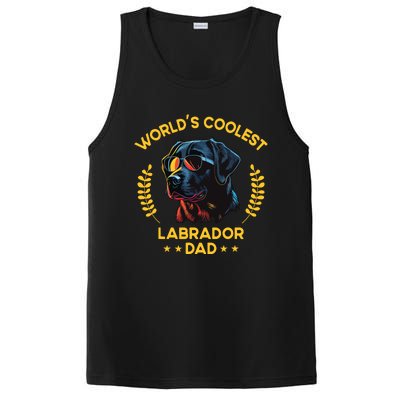 Worlds Coolest Dog Dad Papa Men Black Labrador PosiCharge Competitor Tank