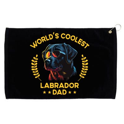 Worlds Coolest Dog Dad Papa Men Black Labrador Grommeted Golf Towel