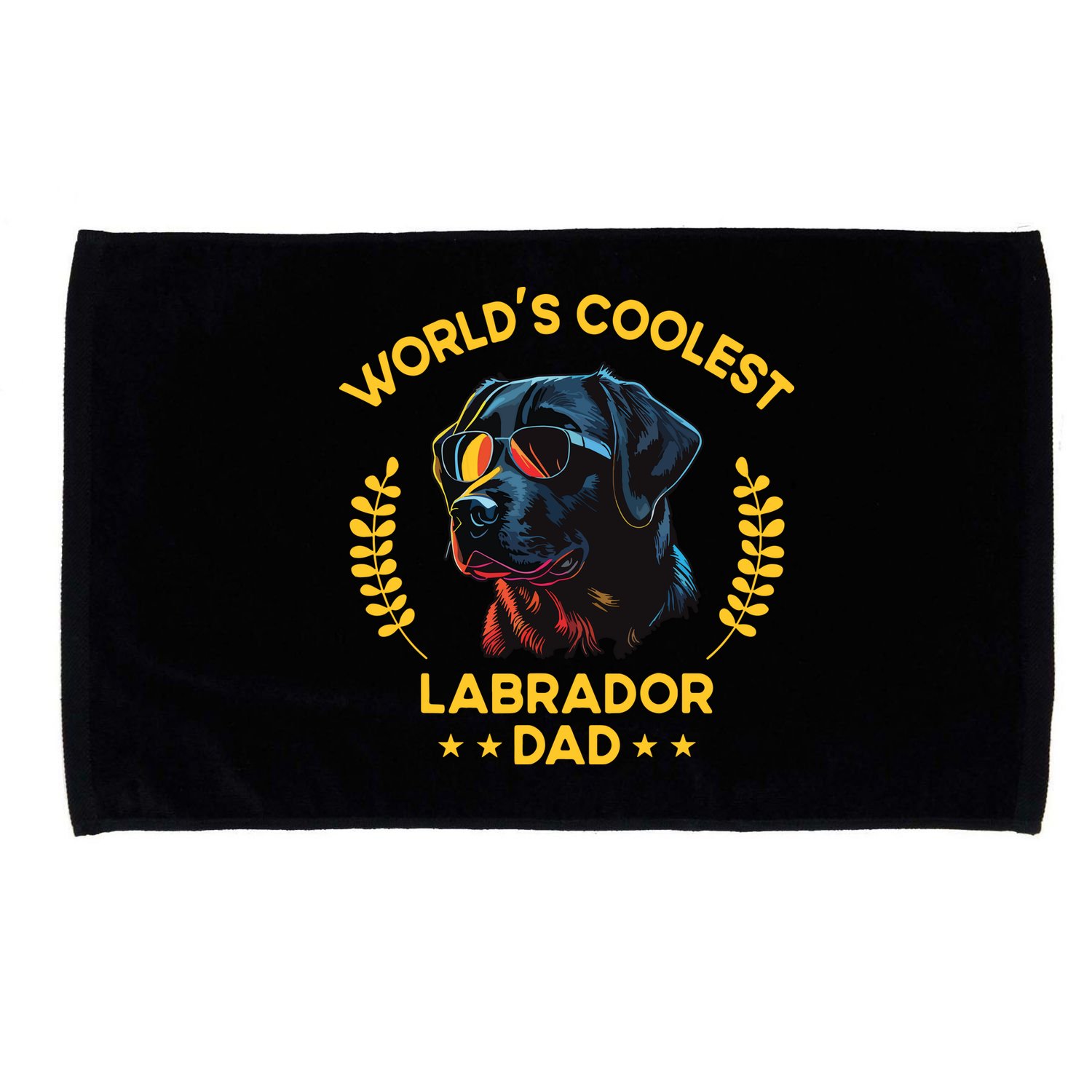 Worlds Coolest Dog Dad Papa Men Black Labrador Microfiber Hand Towel