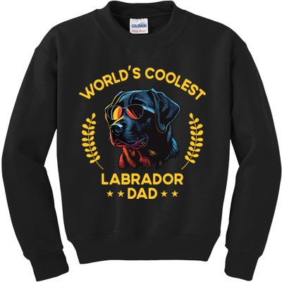 Worlds Coolest Dog Dad Papa Men Black Labrador Kids Sweatshirt