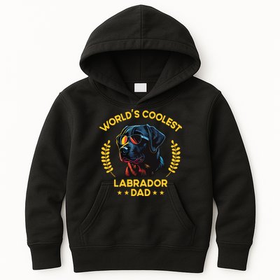 Worlds Coolest Dog Dad Papa Men Black Labrador Kids Hoodie