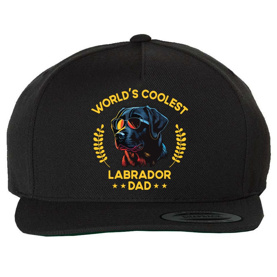 Worlds Coolest Dog Dad Papa Men Black Labrador Wool Snapback Cap
