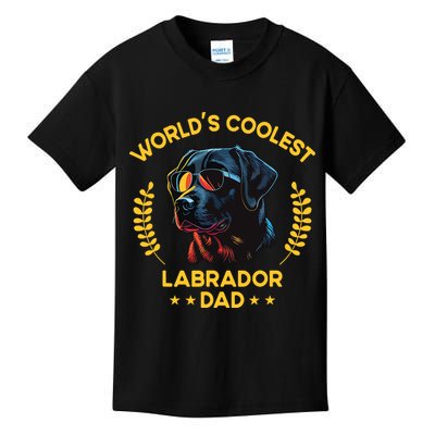 Worlds Coolest Dog Dad Papa Men Black Labrador Kids T-Shirt