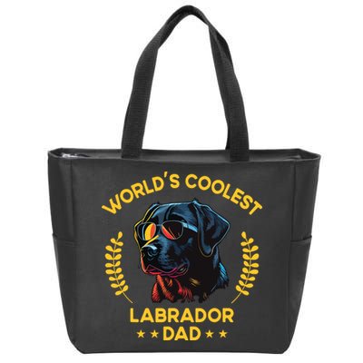 Worlds Coolest Dog Dad Papa Men Black Labrador Zip Tote Bag