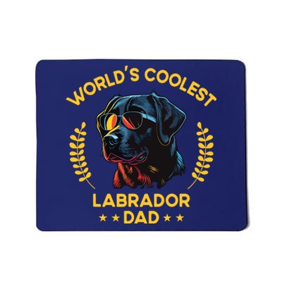 Worlds Coolest Dog Dad Papa Men Black Labrador Mousepad