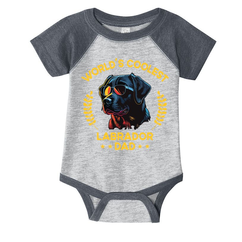 Worlds Coolest Dog Dad Papa Men Black Labrador Infant Baby Jersey Bodysuit