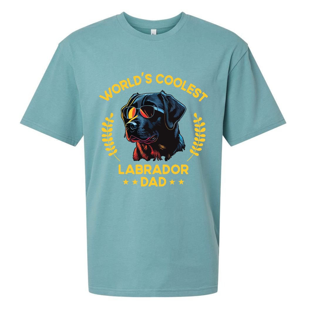 Worlds Coolest Dog Dad Papa Men Black Labrador Sueded Cloud Jersey T-Shirt