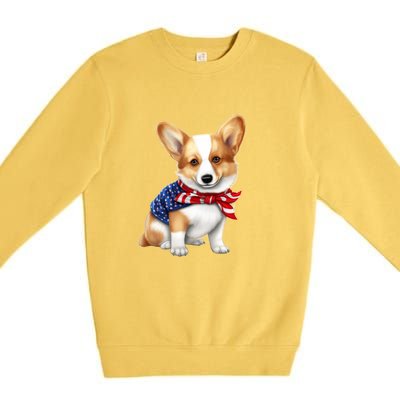 Welsh Corgi Dog Cute Welsh Corgi Puppy USA Flag Corgis Premium Crewneck Sweatshirt