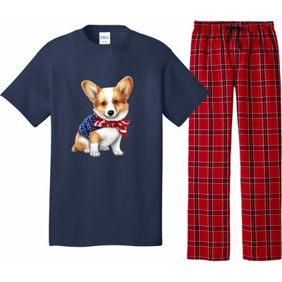 Welsh Corgi Dog Cute Welsh Corgi Puppy USA Flag Corgis Pajama Set