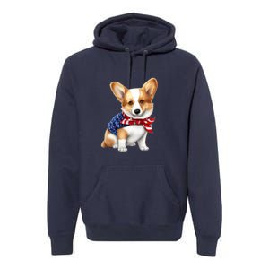 Welsh Corgi Dog Cute Welsh Corgi Puppy USA Flag Corgis Premium Hoodie