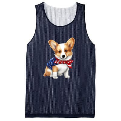 Welsh Corgi Dog Cute Welsh Corgi Puppy USA Flag Corgis Mesh Reversible Basketball Jersey Tank