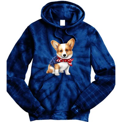 Welsh Corgi Dog Cute Welsh Corgi Puppy USA Flag Corgis Tie Dye Hoodie