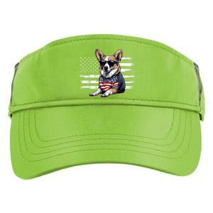 Welsh Corgi Dog Dad Dog Mom USA Flag 4th Of July Adult Drive Performance Visor