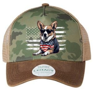 Welsh Corgi Dog Dad Dog Mom USA Flag 4th Of July Legacy Tie Dye Trucker Hat