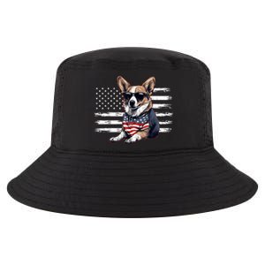 Welsh Corgi Dog Dad Dog Mom USA Flag 4th Of July Cool Comfort Performance Bucket Hat